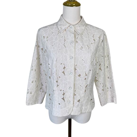 Cabi Floral Lace Portrait Back Tie Jacket Top US Women's M - Picture 1 of 6